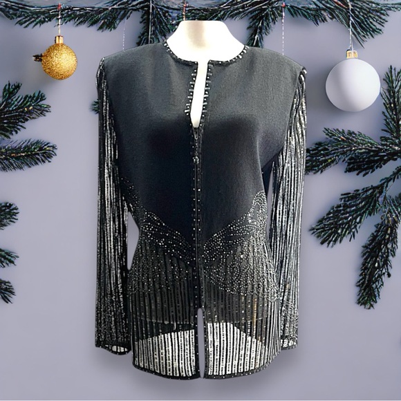 ST JOHN COUTURE By Marie Gray Evening Beaded Top Round Neckline Zipper Front 6 - Picture 14 of 15